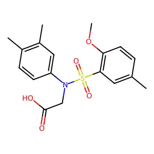 2-(N-(2-methoxy-5-methylphenyl)sulfonyl-3,4-dimethylanilino)acetic acid structure
