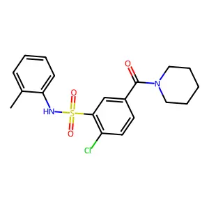 2-chloro-N-(2-methylphenyl)-5-(piperidine-1-carbonyl)benzenesulfonamide structure