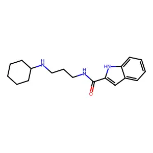N-[3-(cyclohexylamino)propyl]-1H-indole-2-carboxamide structure