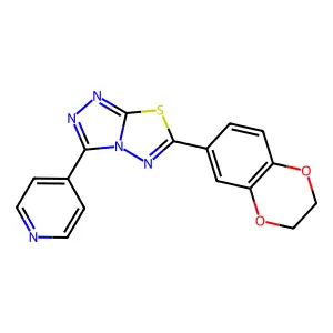 6-(2,3-dihydro-1,4-benzodioxin-6-yl)-3-pyridin-4-yl-[1,2,4]triazolo[3,4-b][1,3,4]thiadiazole structure