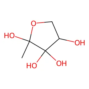 (2R,4S)-2-methyl-2,3,3,4-tetrahydroxytetrahydrofuran structure