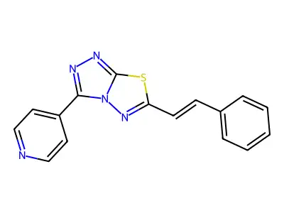6-[(E)-2-phenylethenyl]-3-pyridin-4-yl-[1,2,4]triazolo[3,4-b][1,3,4]thiadiazole structure