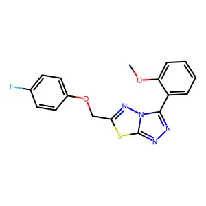 6-[(4-fluorophenoxy)methyl]-3-(2-methoxyphenyl)-[1,2,4]triazolo[3,4-b][1,3,4]thiadiazole structure