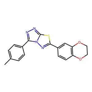6-(2,3-dihydro-1,4-benzodioxin-6-yl)-3-(4-methylphenyl)[1,2,4]triazolo[3,4-b][1,3,4]thiadiazole structure