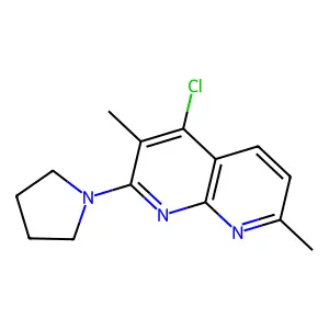 4-Chloro-3,7-dimethyl-2-(1-pyrrolidinyl)[1,8]naphthyridine structure