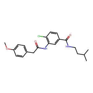 4-chloro-N-isopentyl-3-{[(4-methoxyphenyl)acetyl]amino}benzamide structure