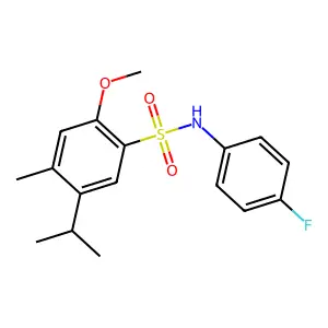 N-(4-fluorophenyl)-2-methoxy-4-methyl-5-(propan-2-yl)benzene-1-sulfonamide structure
