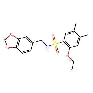 N-(1,3-benzodioxol-5-ylmethyl)-2-ethoxy-4,5-dimethylbenzenesulfonamide structure
