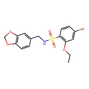 N-(1,3-benzodioxol-5-ylmethyl)-4-bromo-2-ethoxybenzenesulfonamide structure