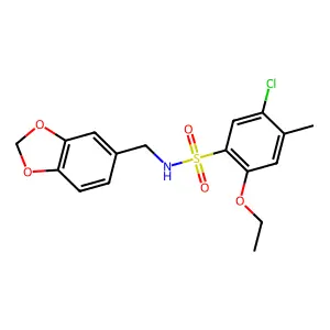 N-(1,3-benzodioxol-5-ylmethyl)-5-chloro-2-ethoxy-4-methylbenzenesulfonamide structure