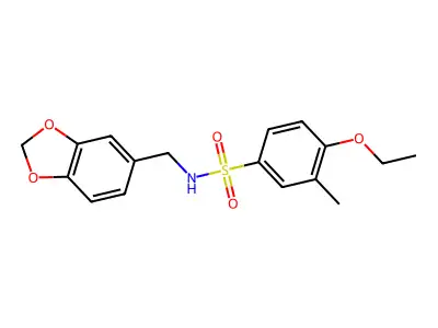 N-(1,3-benzodioxol-5-ylmethyl)-4-ethoxy-3-methylbenzenesulfonamide structure