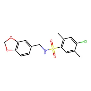 N-(1,3-benzodioxol-5-ylmethyl)-4-chloro-2,5-dimethylbenzenesulfonamide structure