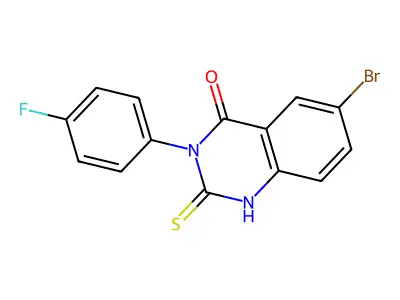 6-bromo-3-(4-fluorophenyl)-2-thioxo-2,3-dihydroquinazolin-4(1H)-one structure