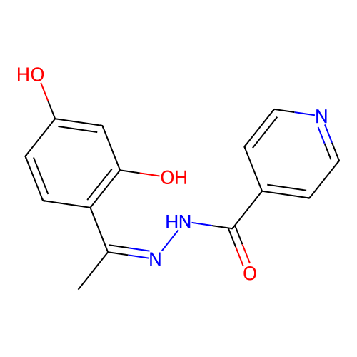 N-[1-(2,4-dihydroxyphenyl)ethylideneamino]pyridine-4-carboxamide structure