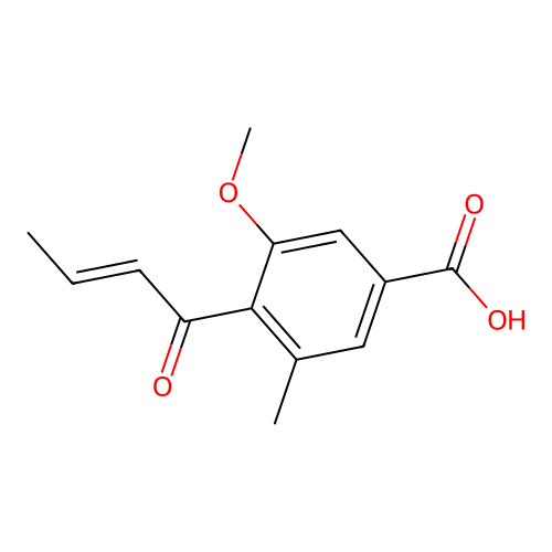 Benzoic acid, 3-methoxy-5-methyl-4-(1-oxo-2-butenyl)- structure