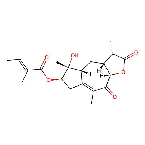 2-Butenoic acid, 2-methyl-, 2,3,3a,4,4a,5,6,7,9,9a-decahydro-5-hydroxy-3,5,8-trimethyl-2,9-dioxoazuleno(6,5-b)furan-6-yl ester, (3S-(3alpha,3abeta,4abeta,5beta,6beta(E),9abeta))- structure