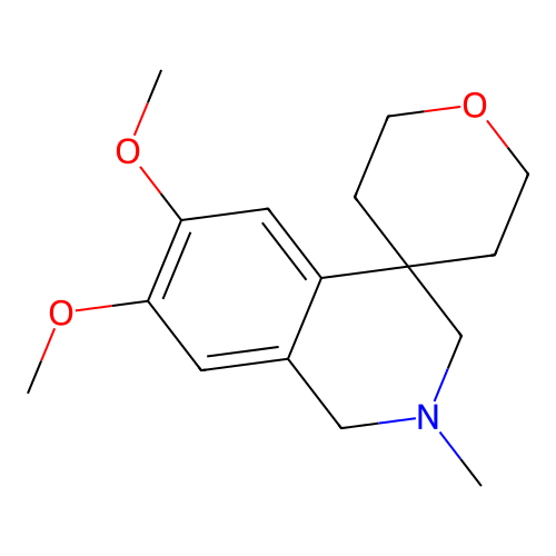 6,7-dimethoxy-2-methyl-2,2',3,3',5',6'-hexahydro-1H-spiro[isoquinoline-4,4'-pyran] structure