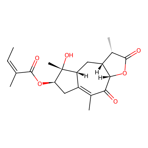 2-Butenoic acid, 2-methyl-, 2,3,3a,4,4a,5,6,7,9,9a-decahydro-5-hydroxy-3,5,8-trimethyl-2,9-dioxoazuleno(6,5-b)furan-6-yl ester, (3S-(3alpha,3abeta,4abeta,5beta,6beta(Z),9abeta))- structure