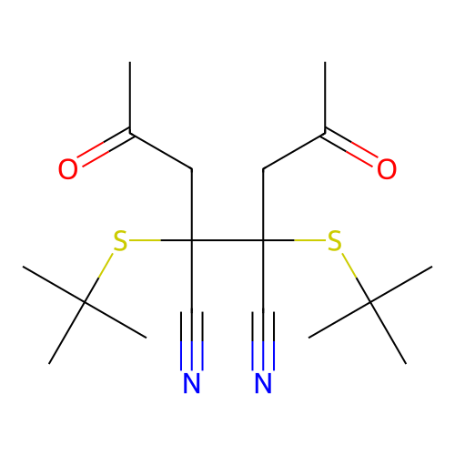 2,3-Bis(tert-butylsulfanyl)-2,3-bis(2-oxopropyl)butanedinitrile structure