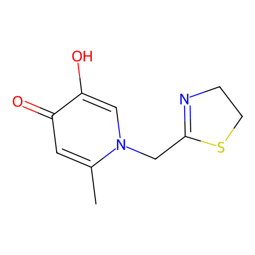 4(1H)-pyridinone, 1-[(4,5-dihydro-2-thiazolyl)methyl]-5-hydroxy-2-methyl- structure