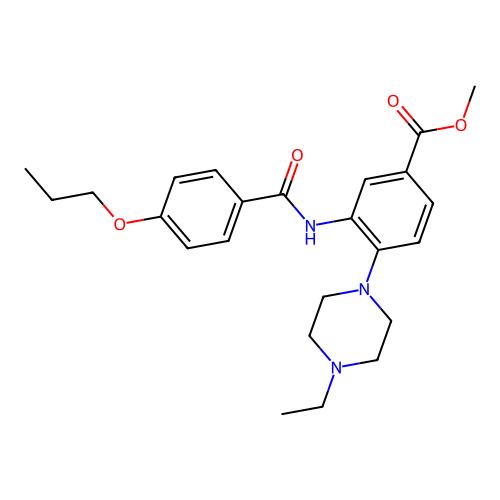 Methyl 4-(4-ethyl-1-piperazinyl)-3-[(4-propoxybenzoyl)amino]benzoate structure