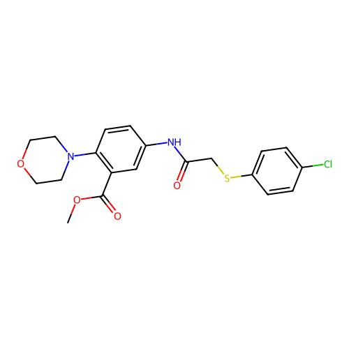 Methyl 5-({[(4-chlorophenyl)sulfanyl]acetyl}amino)-2-(morpholin-4-yl)benzoate structure