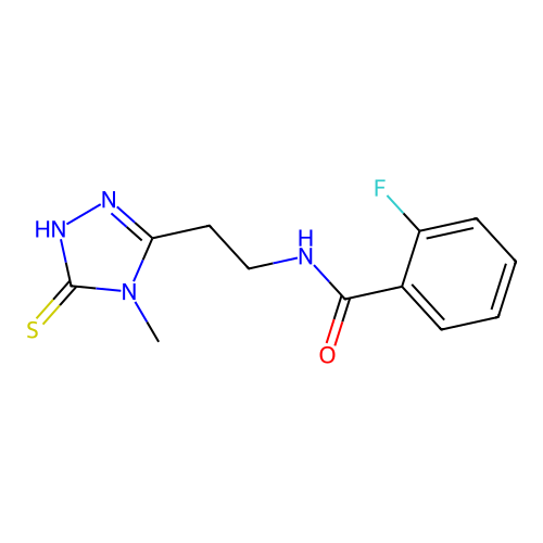 2-Fluoro-N-[2-(5-mercapto-4-methyl-4H-[1,2,4]triazol-3-yl)-ethyl]-benzamide structure
