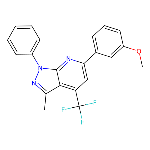 6-(3-Methoxyphenyl)-3-methyl-1-phenyl-4-(trifluoromethyl)pyrazolo[3,4-b]pyridine structure