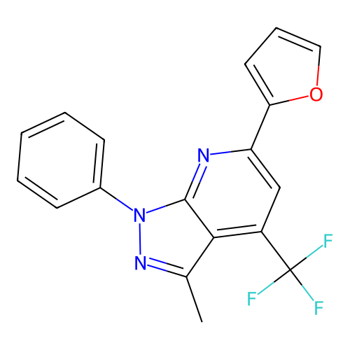 6-(2-Furyl)-3-methyl-1-phenyl-4-(trifluoromethyl)-1H-pyrazolo(3,4-B)pyridine structure