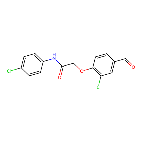 2-(2-chloro-4-formylphenoxy)-N-(4-chlorophenyl)acetamide structure
