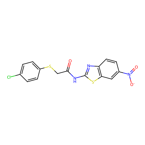 2-((4-chlorophenyl)thio)-N-(6-nitrobenzo[d]thiazol-2-yl)acetamide structure
