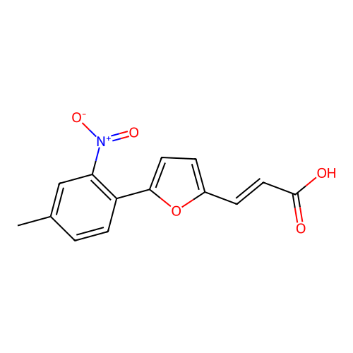 (2E)-3-[5-(4-methyl-2-nitrophenyl)furan-2-yl]prop-2-enoic acid structure