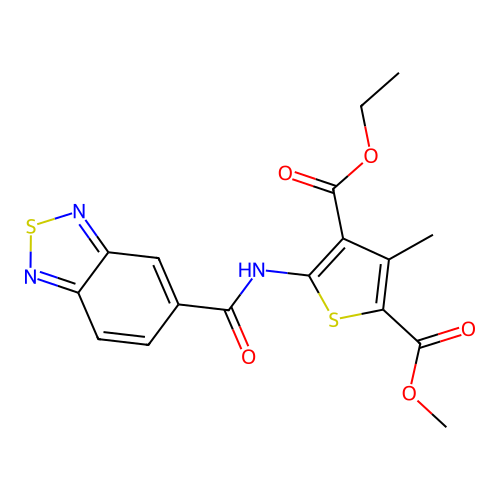 4-ethyl 2-methyl 5-[(2,1,3-benzothiadiazol-5-ylcarbonyl)amino]-3-methylthiophene-2,4-dicarboxylate structure