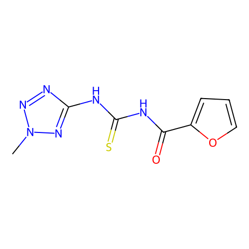 N-[(2-methyl-2H-tetrazol-5-yl)carbamothioyl]furan-2-carboxamide structure