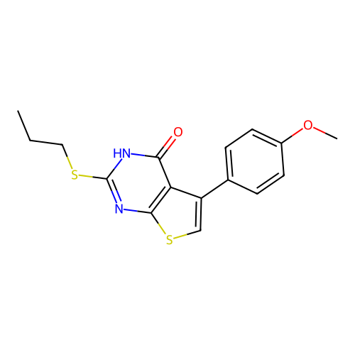 5-(4-methoxyphenyl)-2-(propylsulfanyl)thieno[2,3-d]pyrimidin-4(3H)-one structure