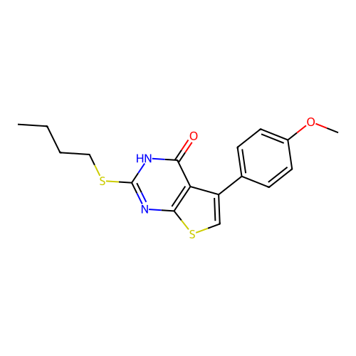 2-(butylsulfanyl)-5-(4-methoxyphenyl)thieno[2,3-d]pyrimidin-4(3H)-one structure