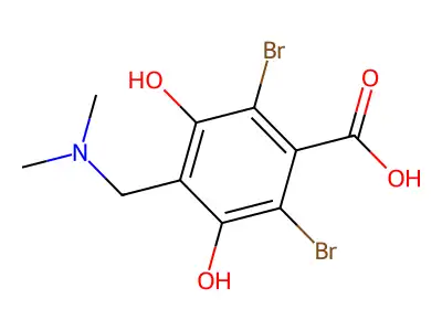 2,6-Dibromo-4-((dimethylamino)methyl)-3,5-dihydroxybenzoic acid structure
