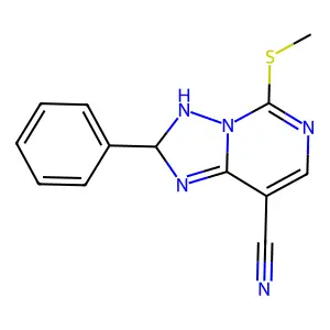 5-methylsulfanyl-2-phenyl-2,3-dihydro-[1,2,4]triazolo[1,5-c]pyrimidine-8-carbonitrile structure