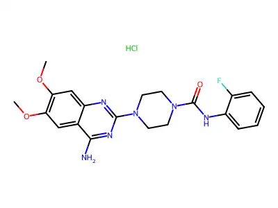 1-Piperazinecarboxamide, 4-(4-amino-6,7-dimethoxy-2-quinazolinyl)-N-(2-fluorophenyl)-, hydrochloride, hydrate (1:1:1) structure