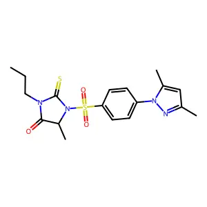 1-[4-(3,5-dimethylpyrazol-1-yl)phenyl]sulfonyl-5-methyl-3-propyl-2-sulfanylideneimidazolidin-4-one structure