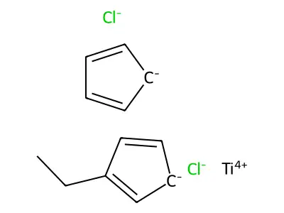 Dichloro-pi-cyclopentadienyl(ethyl-pi-cyclopentadienyl)titanium structure