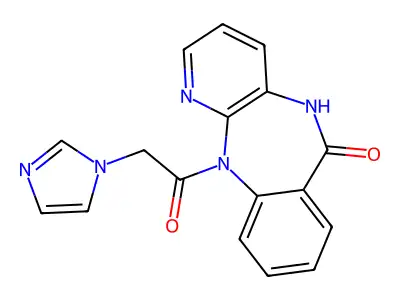 6H-Pyrido(2,3-b)(1,4)benzodiazepin-6-one, 5,11-dihydro-11-(1H-imidazol-1-ylacetyl)-, hydrate structure