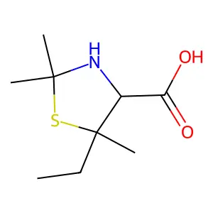 4-Thiazolidinecarboxylicacid, 5-ethyl-2,2,5-trimethyl- structure