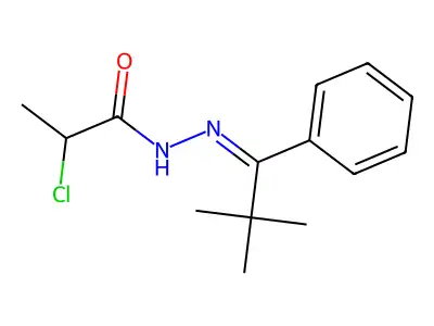 2-chloro-N-[(2,2-dimethyl-1-phenylpropylidene)amino]propanamide structure