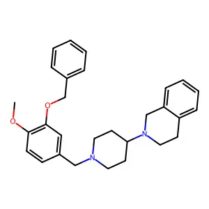 2-[1-[(4-methoxy-3-phenylmethoxyphenyl)methyl]piperidin-4-yl]-3,4-dihydro-1H-isoquinoline structure