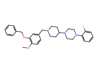 1-(2-fluorophenyl)-4-[1-[(4-methoxy-3-phenylmethoxyphenyl)methyl]piperidin-4-yl]piperazine structure