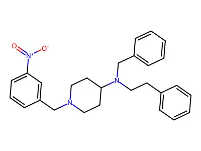 N-benzyl-1-(3-nitrobenzyl)-N-(2-phenylethyl)piperidin-4-amine structure