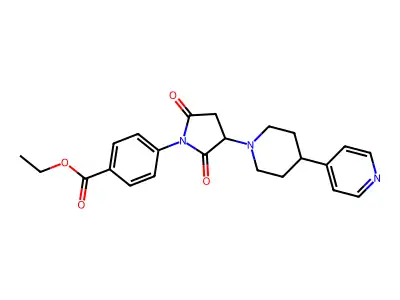 Ethyl 4-{2,5-dioxo-3-[4-(pyridin-4-yl)piperidin-1-yl]pyrrolidin-1-yl}benzoate structure