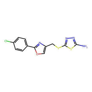 5-({[2-(4-chlorophenyl)-1,3-oxazol-4-yl]methyl}sulfanyl)-1,3,4-thiadiazol-2-amine structure
