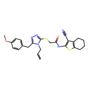 N-(3-cyano-4,5,6,7-tetrahydro-1-benzothiophen-2-yl)-2-[[5-[(4-methoxyphenyl)methyl]-4-prop-2-enyl-1,2,4-triazol-3-yl]sulfanyl]acetamide structure